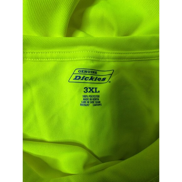 Dickies Genuine Mens Size 3XL Long Sleeve Neon Yellow Shirt Moisture Wicking - Picture 6 of 8